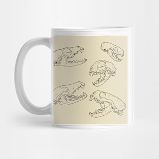 North American Predator Skulls Black Lines Cream Mug